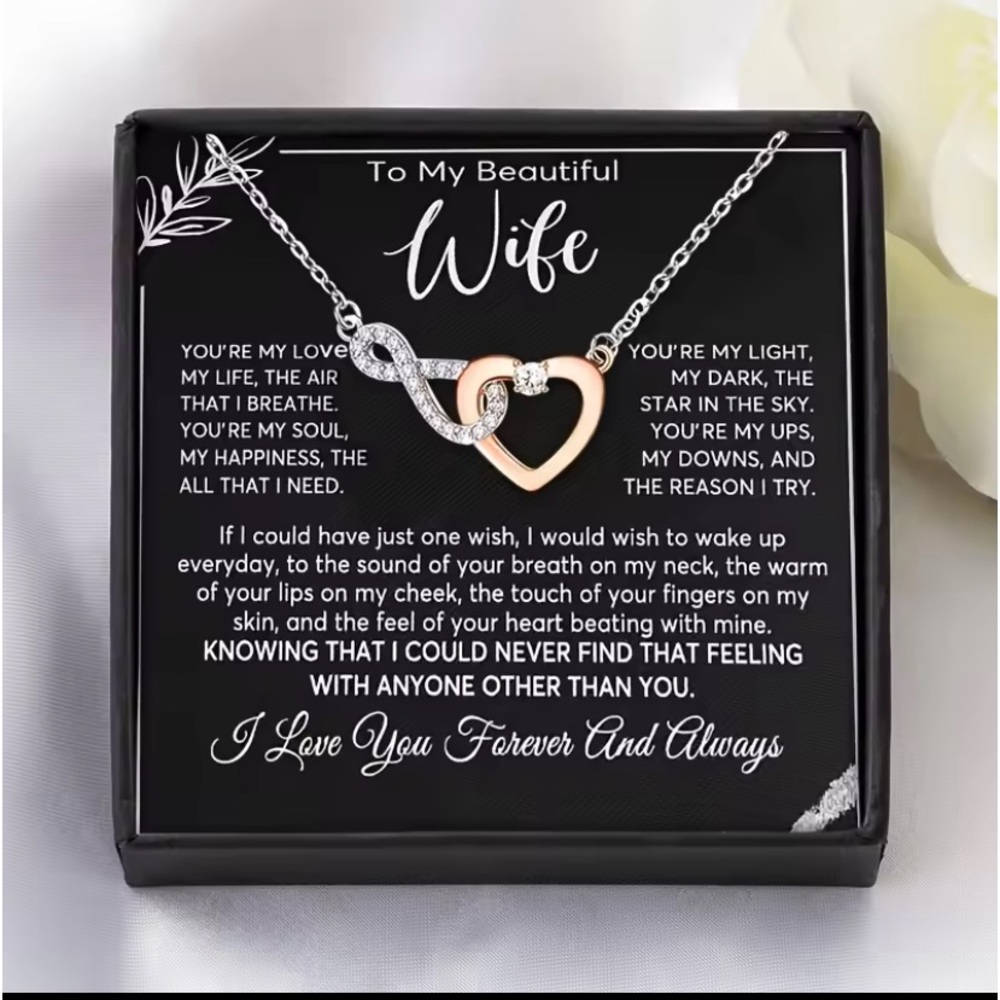 Wife Pendant Necklace Stainless Steel CZ Jewelry Gift